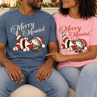 Merry Meowied Cat Couple Comfort Colors Shirts – Newlywed Christmas Gift