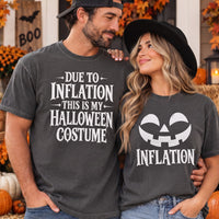 Matching Couples Halloween Costume Shirts, Due To Inflation, Funny Couple Sweatshirts, Easy Last Minute Costume