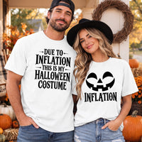 Matching Couples Halloween Costume Shirts, Due To Inflation, Funny Couple Sweatshirts, Easy Last Minute Costume
