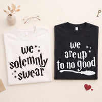 Funny Matching Couple Shirts, We Solemnly Swear We Are Up to No Good Tees, Couples Gift