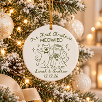 Personalized First Christmas Meowied Ceramic Ornament – Newlywed Couple Gift