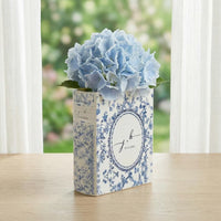 Personalized Wedding Ceramic Book Vase, Custom Wedding Vase, Toile de Jouy Vase, Couple Initial Gift, Bridal Shower Gift