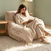 Custom Embroidered Knit Blanket | Personalized Couple Names, Wedding Date Throw
