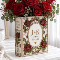 GIFT 2026 Personalized Ceramic Book Vase, Custom Rose Flower Vase, Wedding Anniversary Gift, Literary Home Decor, Couple Keepsake Decor