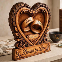 Solid Wooden Plaque, Personalized Couple Names, Wedding Date, Anniversary Tabletop Display