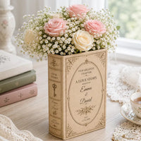 Customized Love Story Ceramic Book Vase, Wedding Gift for Couple, Bridal Shower Gift, Engagement Gift