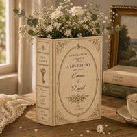 Customized Love Story Ceramic Book Vase, Wedding Gift for Couple, Bridal Shower Gift, Engagement Gift