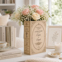 Customized Love Story Ceramic Book Vase, Wedding Gift for Couple, Bridal Shower Gift, Engagement Gift