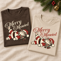 Merry Meowied Cat Couple Comfort Colors Shirts – Newlywed Christmas Gift