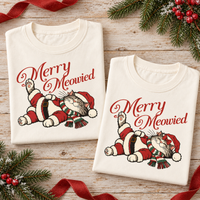 Merry Meowied Cat Couple Comfort Colors Shirts – Newlywed Christmas Gift