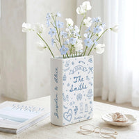 Custom Wedding Gift,Personalized Engagement Flower Vase with Names,Date&Location,Ceramic Flower Book Vase for Bride,Couple Gift,Newedly Gift