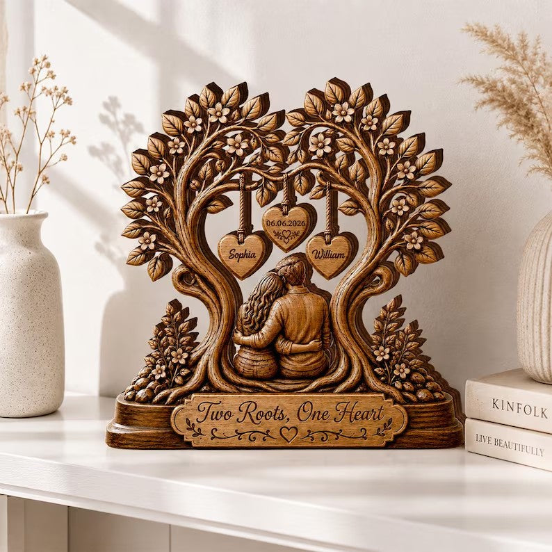 Custom Couple Tree Wooden Plaque, Personalized Anniversary Gift, Wedding Decor