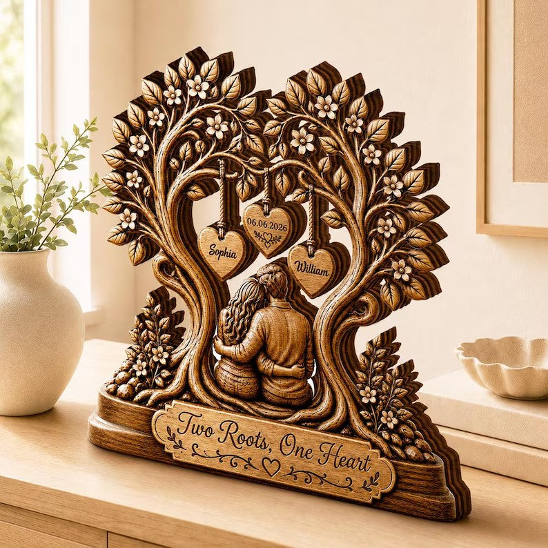 Custom Couple Tree Wooden Plaque, Personalized Anniversary Gift, Wedding Decor