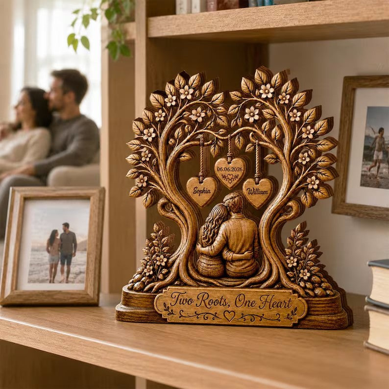 Custom Couple Tree Wooden Plaque, Personalized Anniversary Gift, Wedding Decor