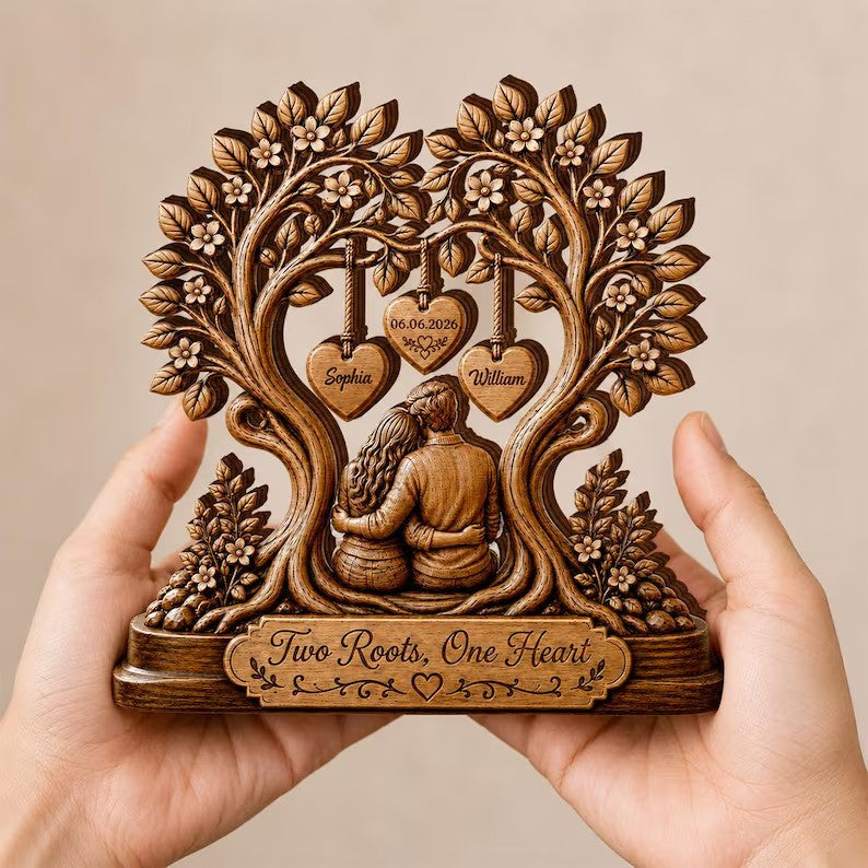 Custom Couple Tree Wooden Plaque, Personalized Anniversary Gift, Wedding Decor