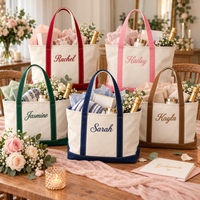 Personalized Embroidered Name Canvas Tote Bag – Zipper Shoulder Bridesmaid Gift