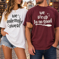 Funny Matching Couple Shirts, We Solemnly Swear We Are Up to No Good Tees, Couples Gift