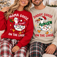 Matching Christmas Mama Goose Daddy Goose On The Loose Sweatshirts, Funny Goose Pregnancy Announcement Tee, Baby Reveal Sweatshirts & Hoodie, Couple Gift