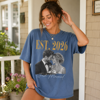Personalized Photo Shirt for Wedding & Honeymoon, Custom Just Married Tee, Wedding Photo T-Shirt, Newlywed Couple Gift