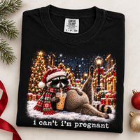 I Can’t I’m Pregnant Raccoon Shirt – Funny Christmas Mom To Be Tee