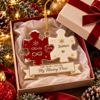 Personalized Missing Piece Couple Ornament – First Christmas Gift