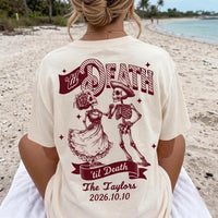 Personalized Til Death Double-Sided Wedding Shirts, Custom Couple Names & Date Comfort Colors Tees, Newlywed Matching Gift
