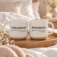 Personalised Engagement Pottery Mug, Custom Wedding Mugs, Custom Fiance and Fiancee Mug, Engagement Gifts, Gift for Fiance & Fiancee