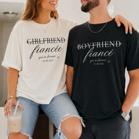 Matching Fiancé Fiancée Couple Shirts for Engagement, Custom Engagement Date T-Shirts, Newly Engaged Gift for Him Her
