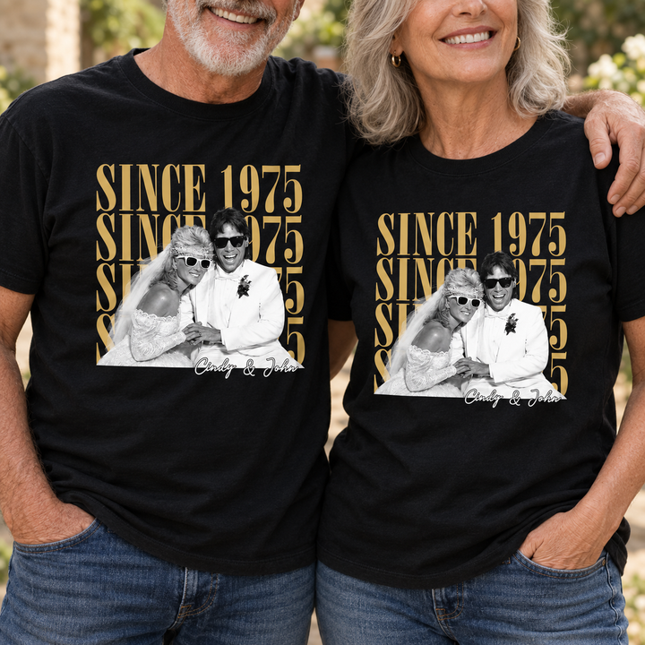 Personalized Anniversary Photo Shirt, Custom Anniversary Couple Gift, Wedding Photo Tee for Husband Wife