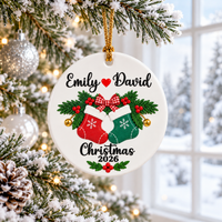 Personalized Couple Stockings Ceramic Ornament – Christmas Gift For Couples