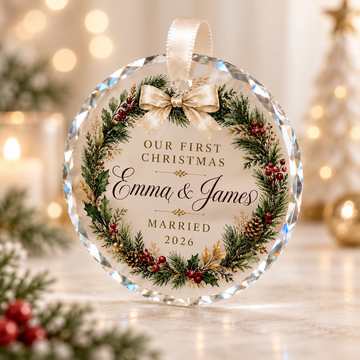 First Christmas Married Ornament 2026, Personalized Newlywed Wedding Gift, Custom Couple Keepsake