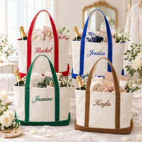 Personalized Embroidered Name Canvas Tote Bag – Zipper Shoulder Bridesmaid Gift