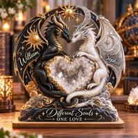 Personalized Crystal Heart Dragon Couple Wooden Plaque – Anniversary Gift