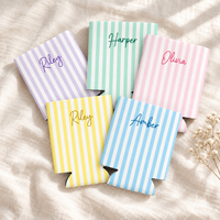 Personalized Pastel Striped Can Coolers, Custom Name Party Favors product image 5