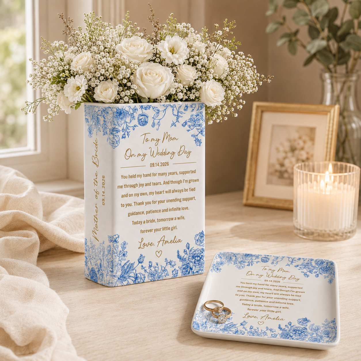 Custom Mother Of The Bride Gift, Personalized Mother Of The Groom Ceramic Book Vase Wedding Favors Gift For Mom