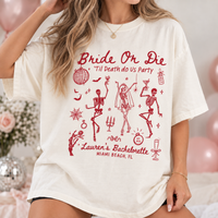 Bride or Die Bachelorette Party Shirts, Til Death Do Us Party Skeleton Tees, Gothic Bride Halloween Bach Gift