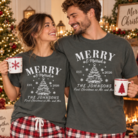 Personalized Merry & Married Couple Shirts – First Christmas As Mr & Mrs