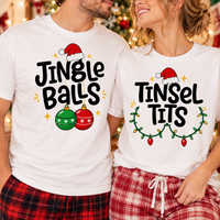 Jingle Balls & Tinsel Tits Comfort Colors Shirts – Christmas Couple Gift