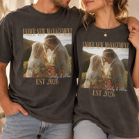 Personalized Photo Under New Management Shirt, Custom Names & Wedding Date Tee, Funny Newlywed Wedding Gift, Just Married Outfit