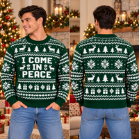 Peace & I Come In Peace Couple Sweaters – Funny Christmas Gift