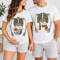 Matching Skeleton Maternity Halloween Shirts, Pregnant Couple Costume, Funny Pregnancy Announcement T-Shirts
