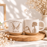 Engraved Halloween Couple Mug, Til Death Do Us Part Ceramic Mug, Matching Skeleton Mug Set, Gothic Couples Gift, Anniversary Mug