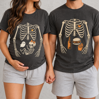 Matching Skeleton Maternity Halloween Shirts, Pregnant Couple Costume, Funny Pregnancy Announcement T-Shirts