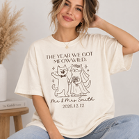 Personalized The Year We Got Meowied Shirt – Cat Wedding Couple Tee