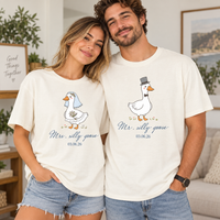 Custom Mr. and Mrs. Silly Goose Matching Couple Shirts , Bride and Groom Honeymoon Tee, Funny Wedding Gift