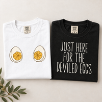 Funny Deviled Eggs Couple Shirts, Matching Thanksgiving Christmas Tees, Comfort Colors Holiday Party T-Shirts for Couples