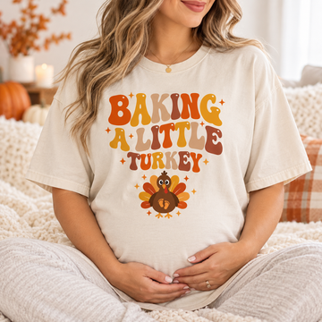 Baking A Little Turkey Comfort Colors Shirt – Thanksgiving Pregnancy Gift