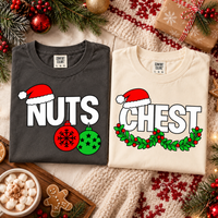 Nuts & Chest Christmas Couple Shirts – Funny Matching Holiday Gift
