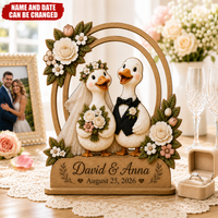 Personalized Goose Wedding Wooden Plaque - Gift for Couple, Custom Wedding, Wedding Anniversary Gift