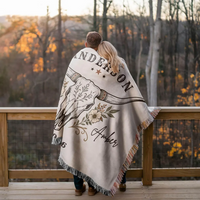 Personalized Western Mr and Mrs Woven Blanket – Rustic Cowboy Couple Gift